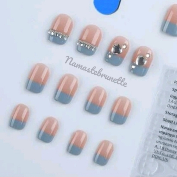 French Tip 3D Rhinestone Press On Nails - Picture 8 of 15